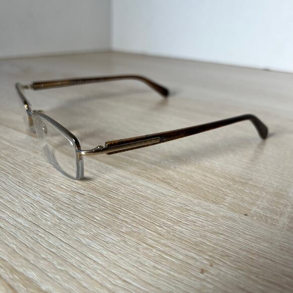 Prada VPR 52O ZVN-1O1 Eyeglasses Gold Brown Half Rim Frames READ 52-17-135 Italy - Picture 3 of 10